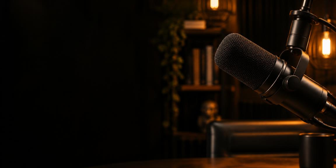 Podcast microphone in the studio